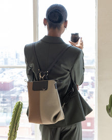 Bedford Merino Wool Midi Colorblock Backpack | Cumin x Clay