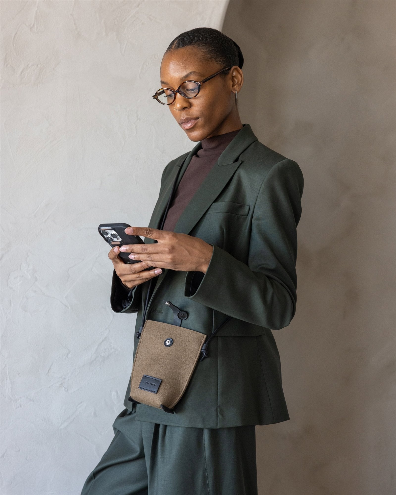 Hana Merino Wool Phone Crossbody | Cumin