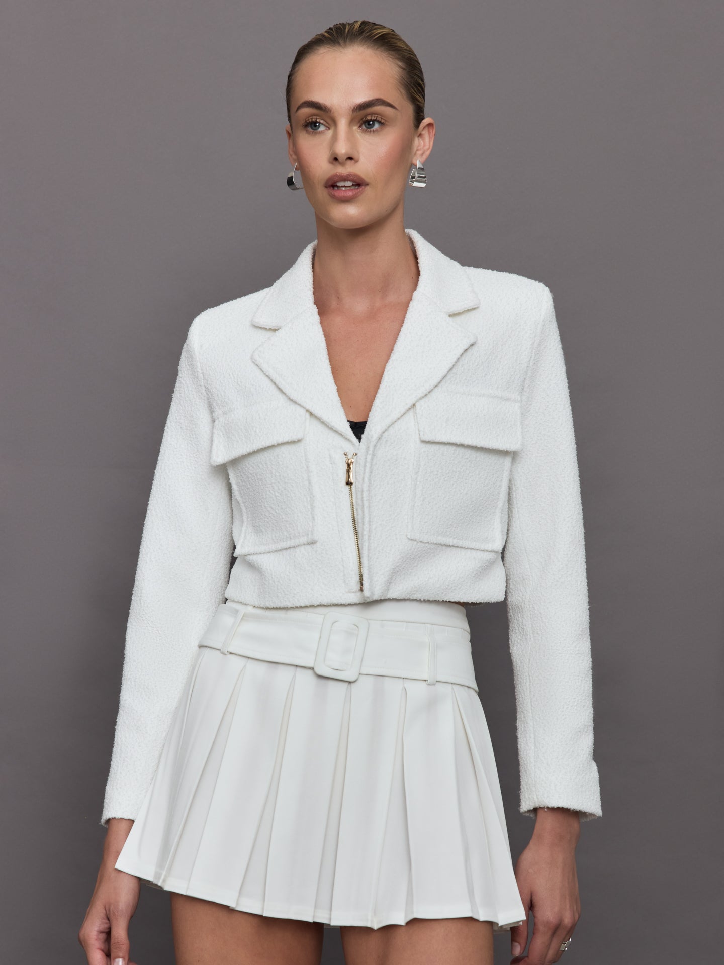 Goldie BYRD | Boucle Cropped Blazer | Cream