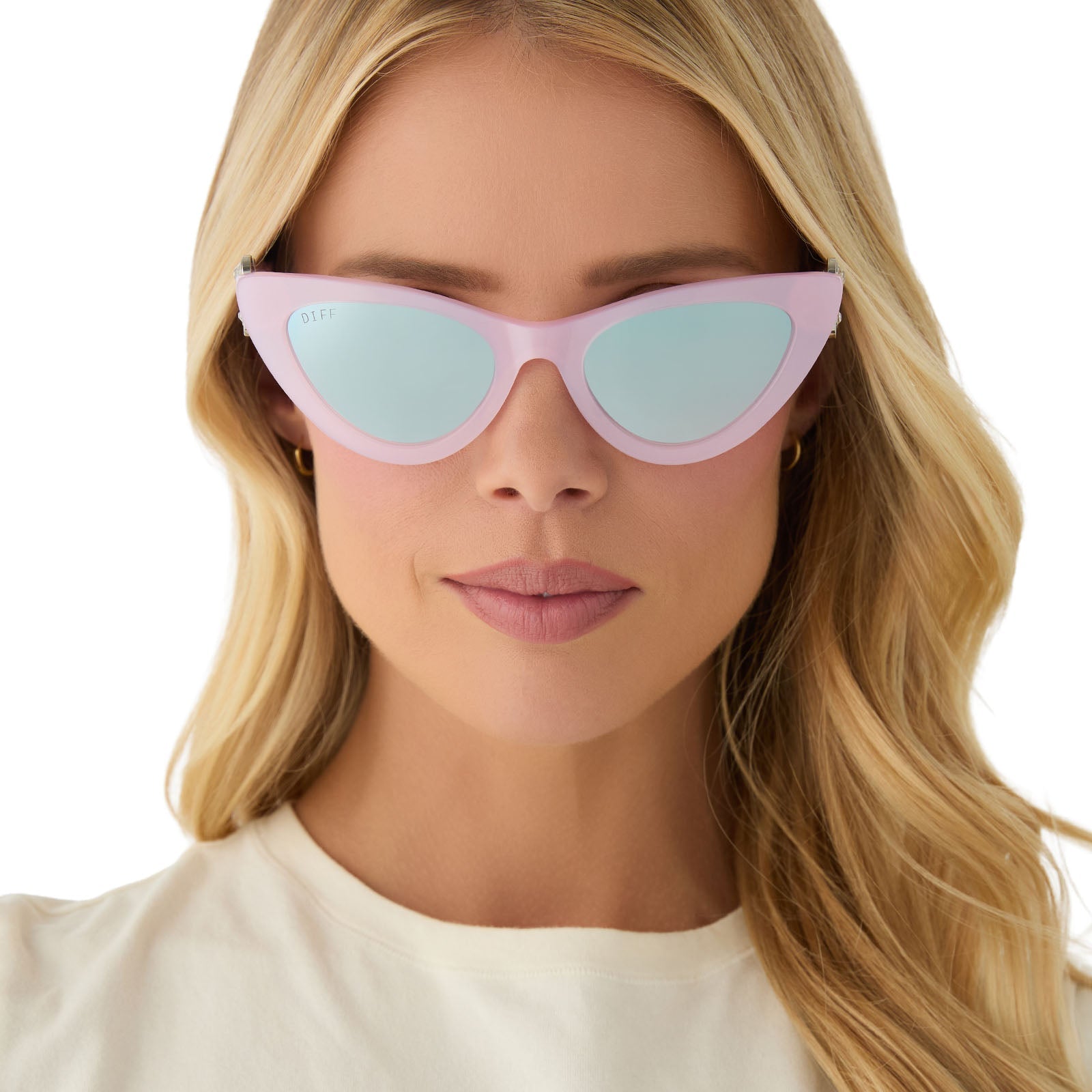 Womens | Glinda Upland For Good Sunglasses | Glassy Pink Crystal | Silver Flash Lenses