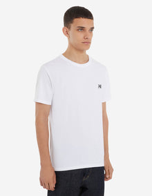 Mens | Grey Fox Head Patch Short-Sleeve Classic Cotton Tee-Shirt | White