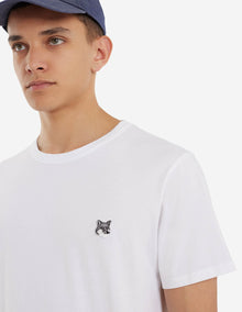Mens | Grey Fox Head Patch Short-Sleeve Classic Cotton Tee-Shirt | White