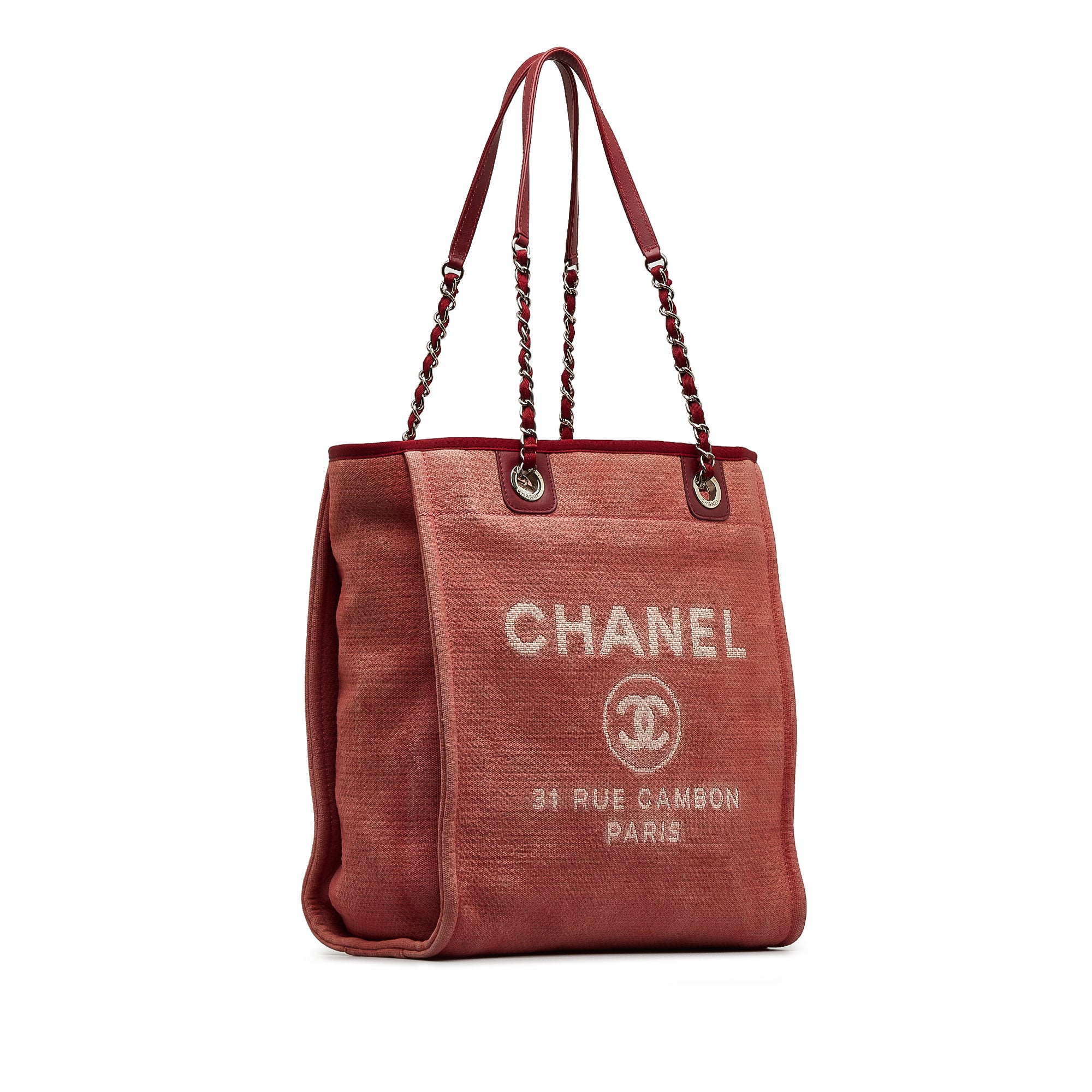 Chanel | Pre-Owned Mini Mixed Fibers Deauville Tote | Red/Dark Red