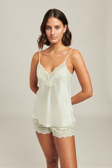 Silk Cami with Lace | Soft Sage