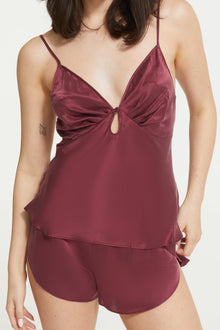 The Antoinette Short in Maroon - 100% Silk by Ginia