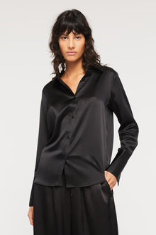 GINIA Isla Shirt in Black - 100% Silk