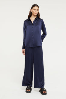 GINIA Isla Shirt  in Midnight - 100% Silk