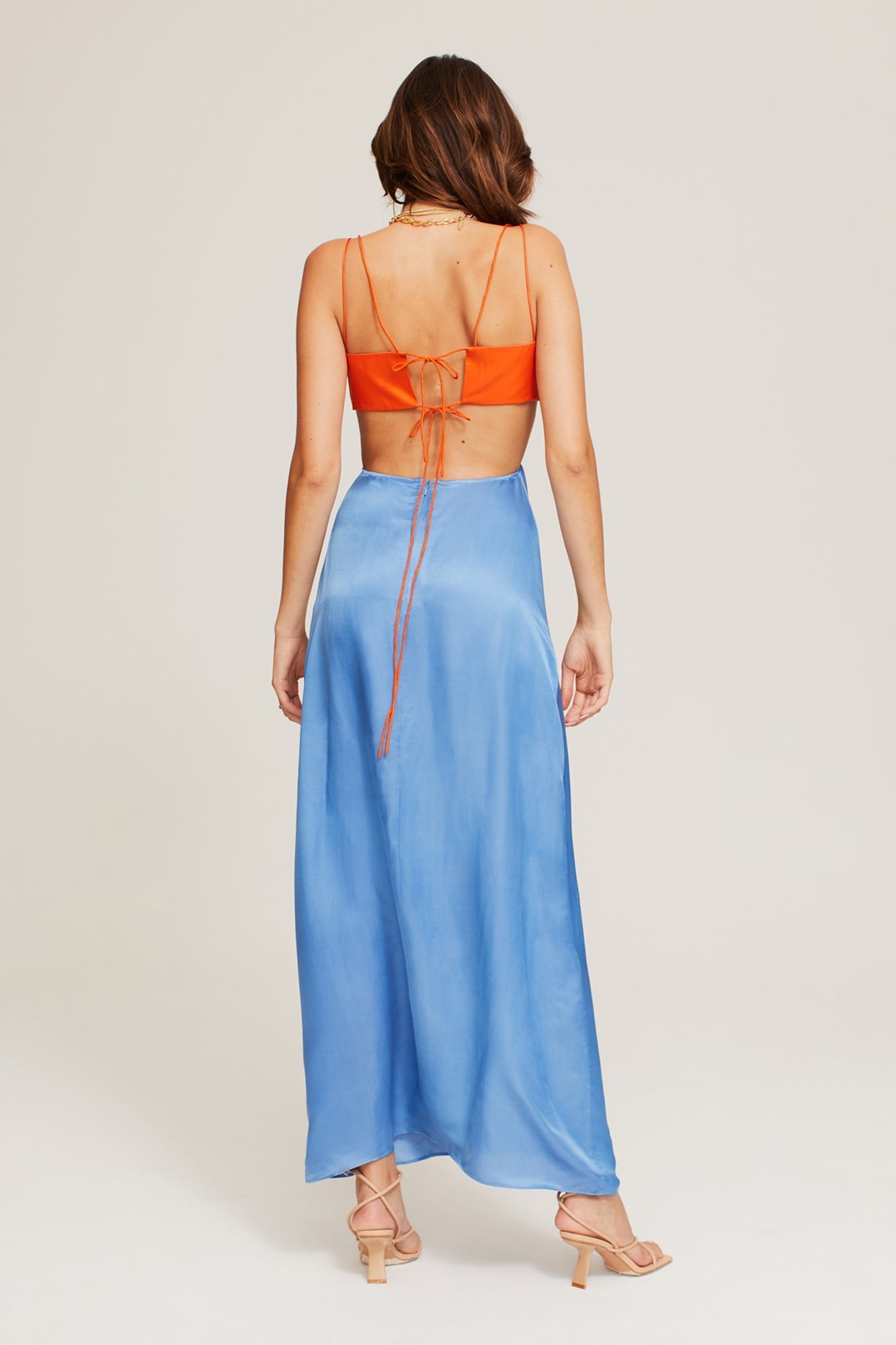 GINIA Bridget Maxi Dress  in Persimmon/Malibu Blue