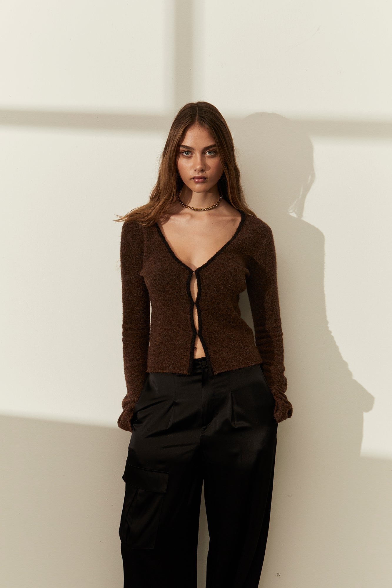 GINIA Allison Knit Top in Hazelnut