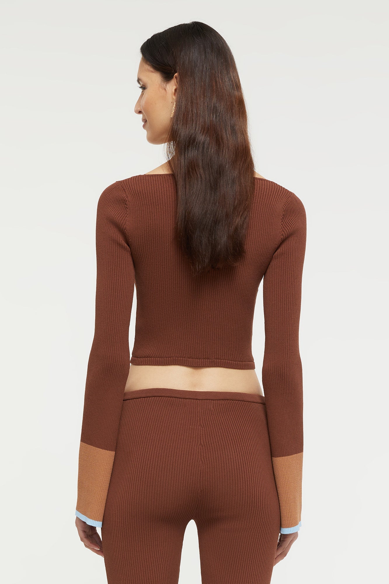 Hazel Tie top | Chocolate/Sky Blue