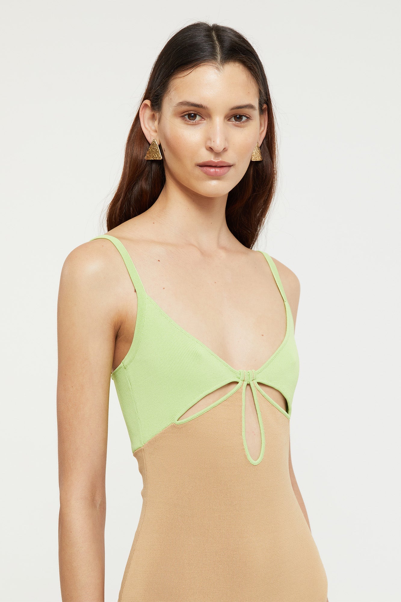 Venice Keyhole Dress | Sand/Pistachio