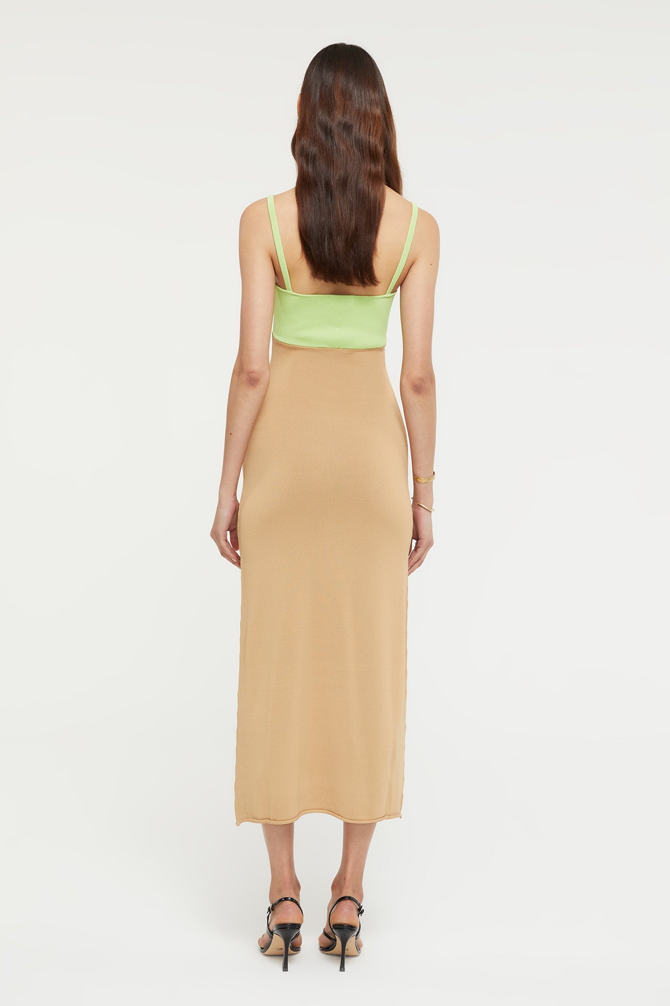 GINIA Venice Keyhole Dress in Sand/Pistachio