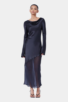 The Asym Splice LS Dress By GINIA In Black