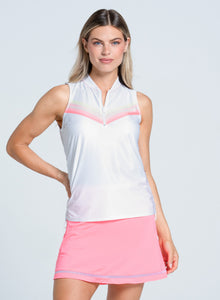Top Golf | Sunset Spin Zip Tank | White