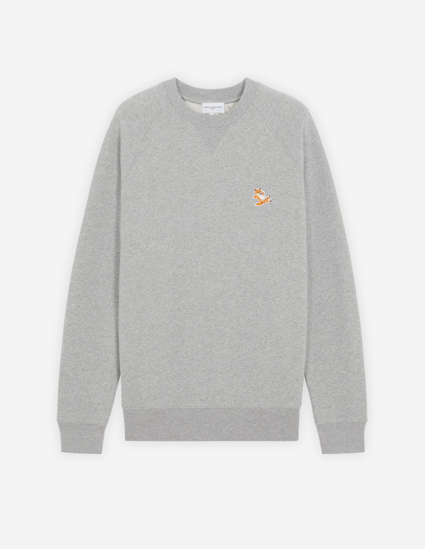 Unisex | Chillax Fox Patch Classic Cotton Fleece Sweatshirt | Grey Melange