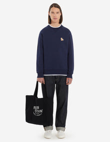 Unisex | Chillax Fox Patch Classic Cotton Fleece Sweatshirt | Navy