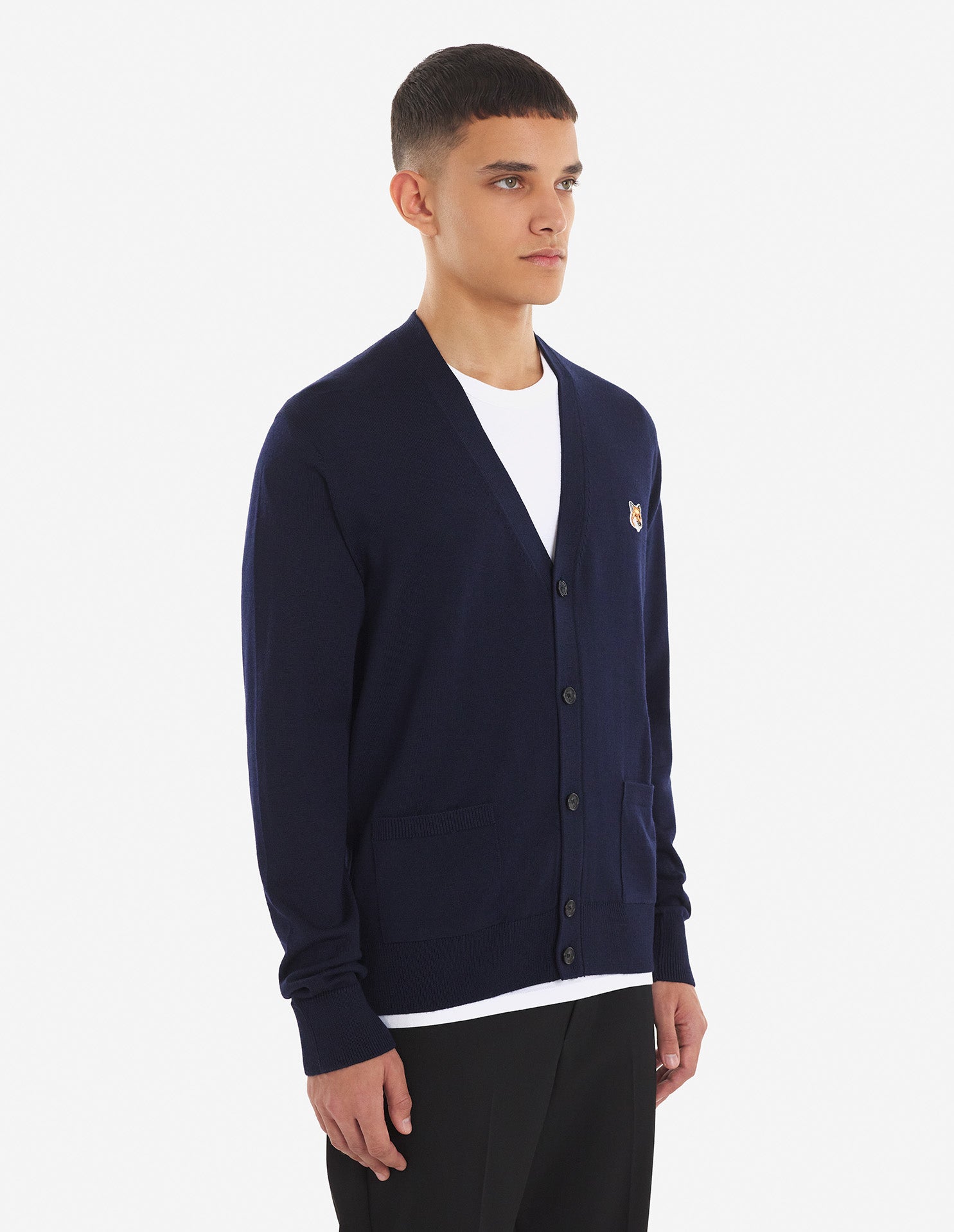 Unisex | Fox Head Patch Long-Sleeve Classic Cardigan | Navy