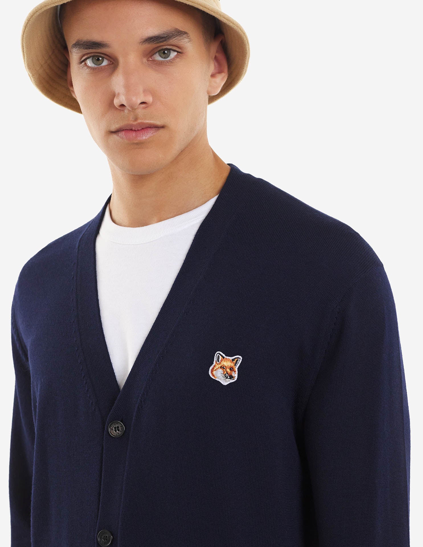 Unisex | Fox Head Patch Long-Sleeve Classic Cardigan | Navy
