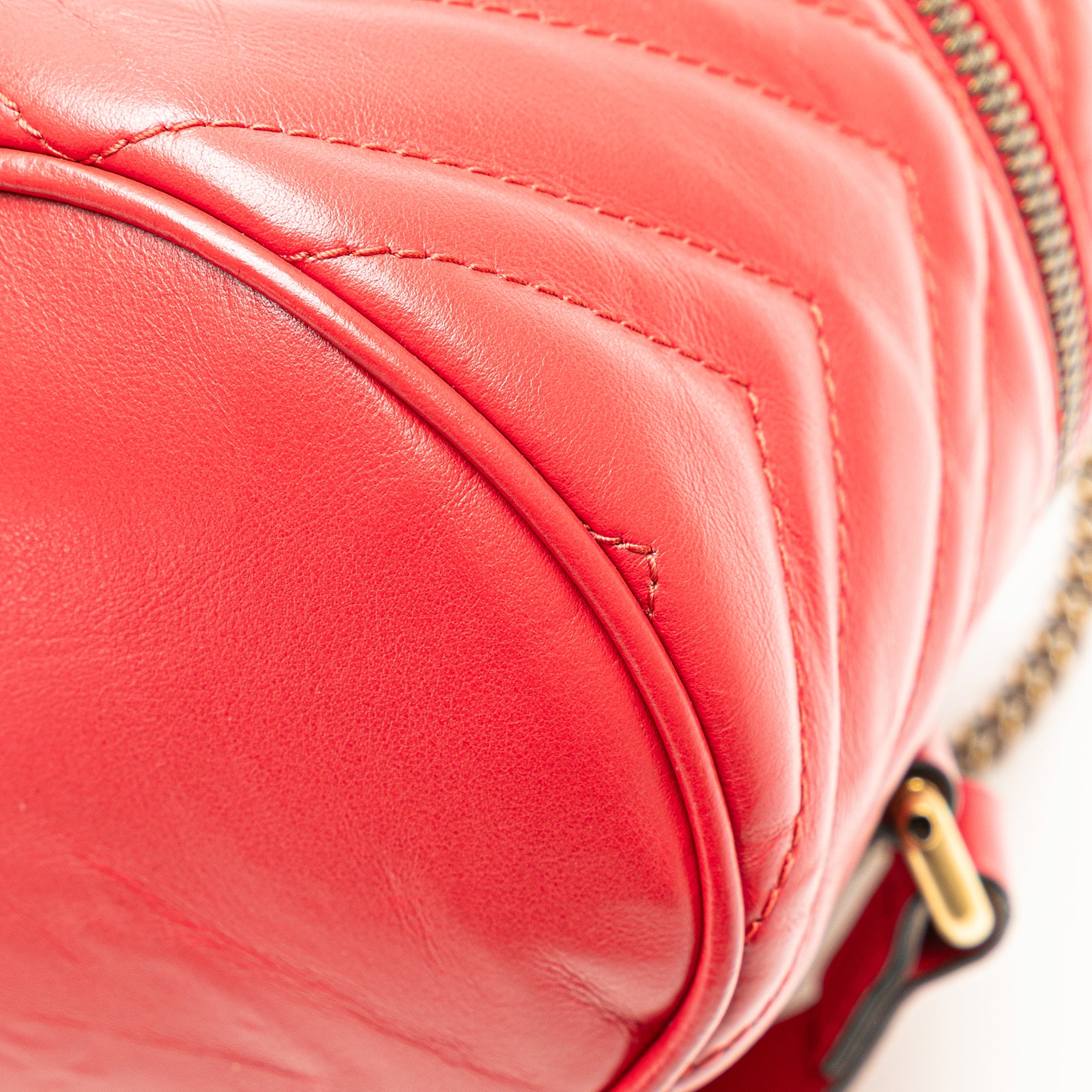 Gucci | Pre-Owned GG Marmont Round Matelasse Leather Backpack | Red