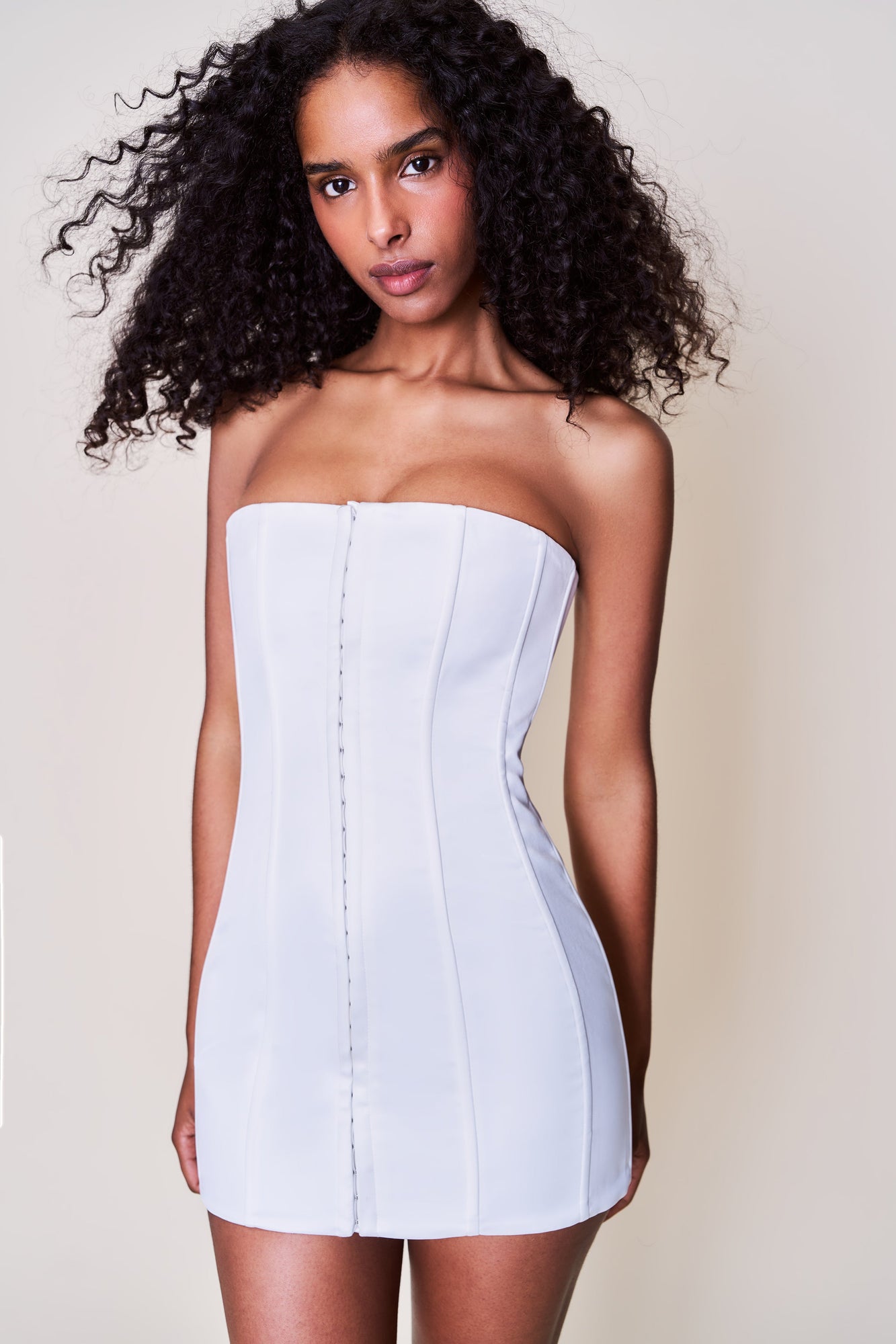 Satin Corset Dress - White