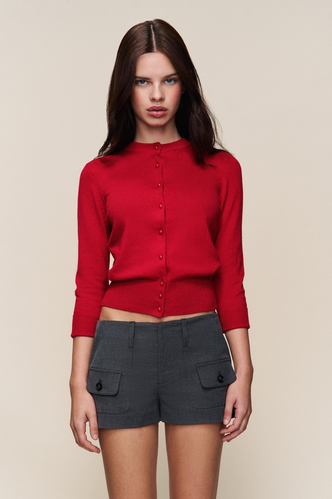 Womens | Emelie Wool Cardigan | Red Love