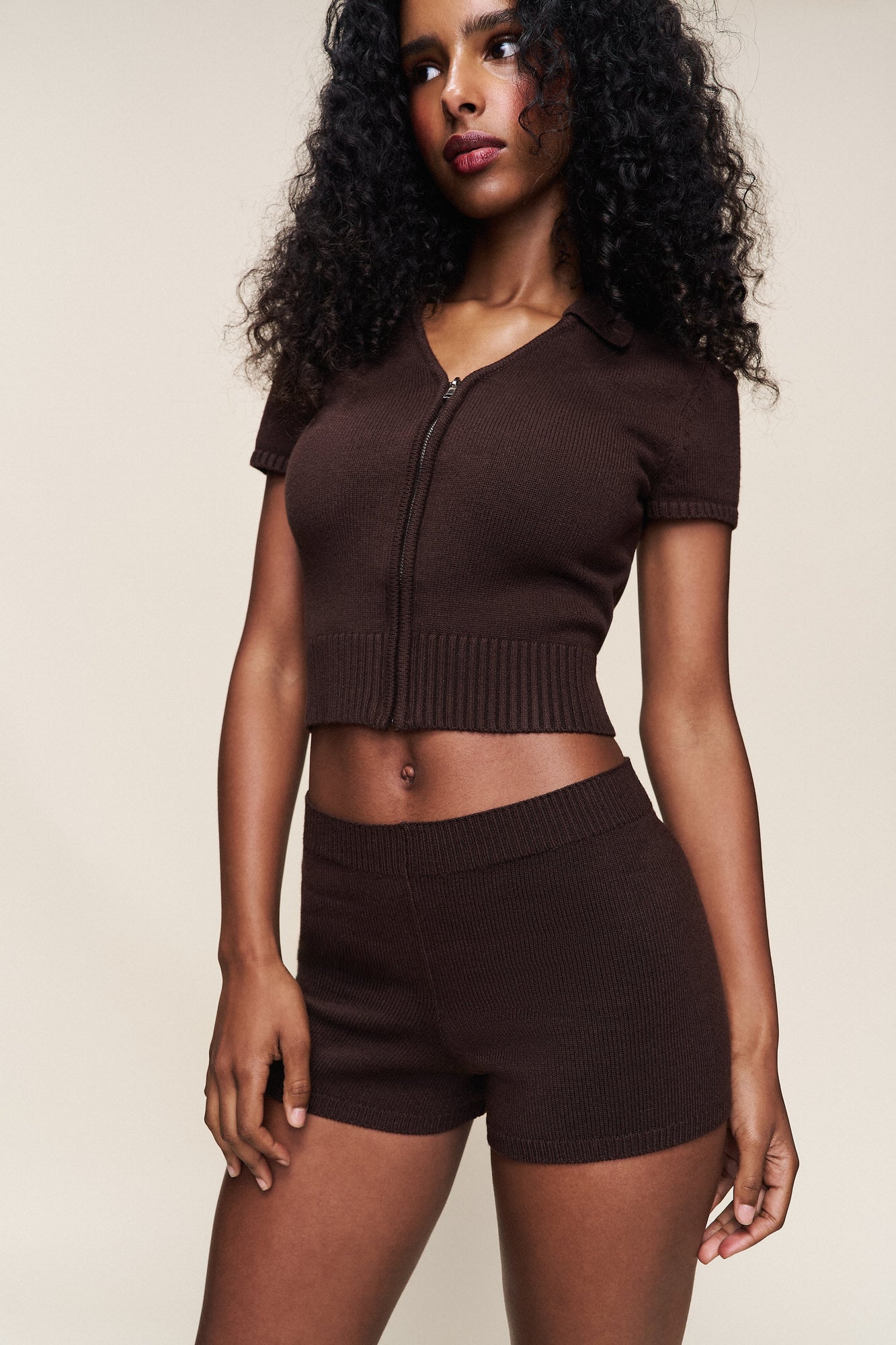 Womens | Calesia Zip Up Top | Espresso