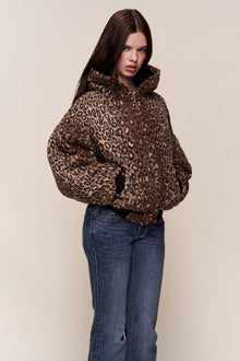 Womens | Charli Hooded Quilted Jacket | Leopard