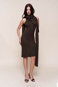 Womens | Hooded Knit Dress | Dark Olive