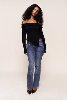 Womens | Soler Fold Over Knit Top | Black