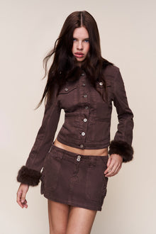 Womens | Ares Faux Fur Jacket | Chocolate