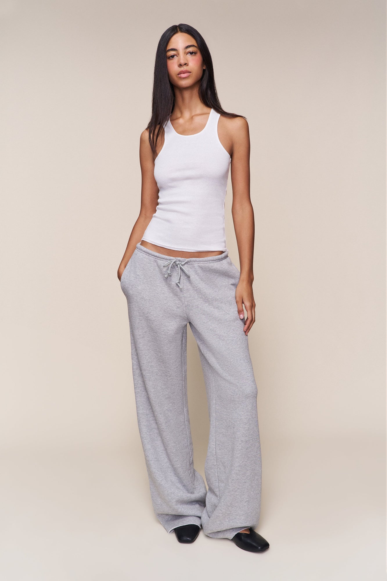 Womens | Drawstring Fleece Pant | Heather Grey