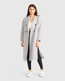 Women | Guestlist Wool Blend Oversized Double Breasted Coat | Grey Marle