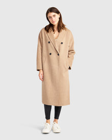 Women | Guestlist Wool Blend Oversized Double Breasted Coat | Oat