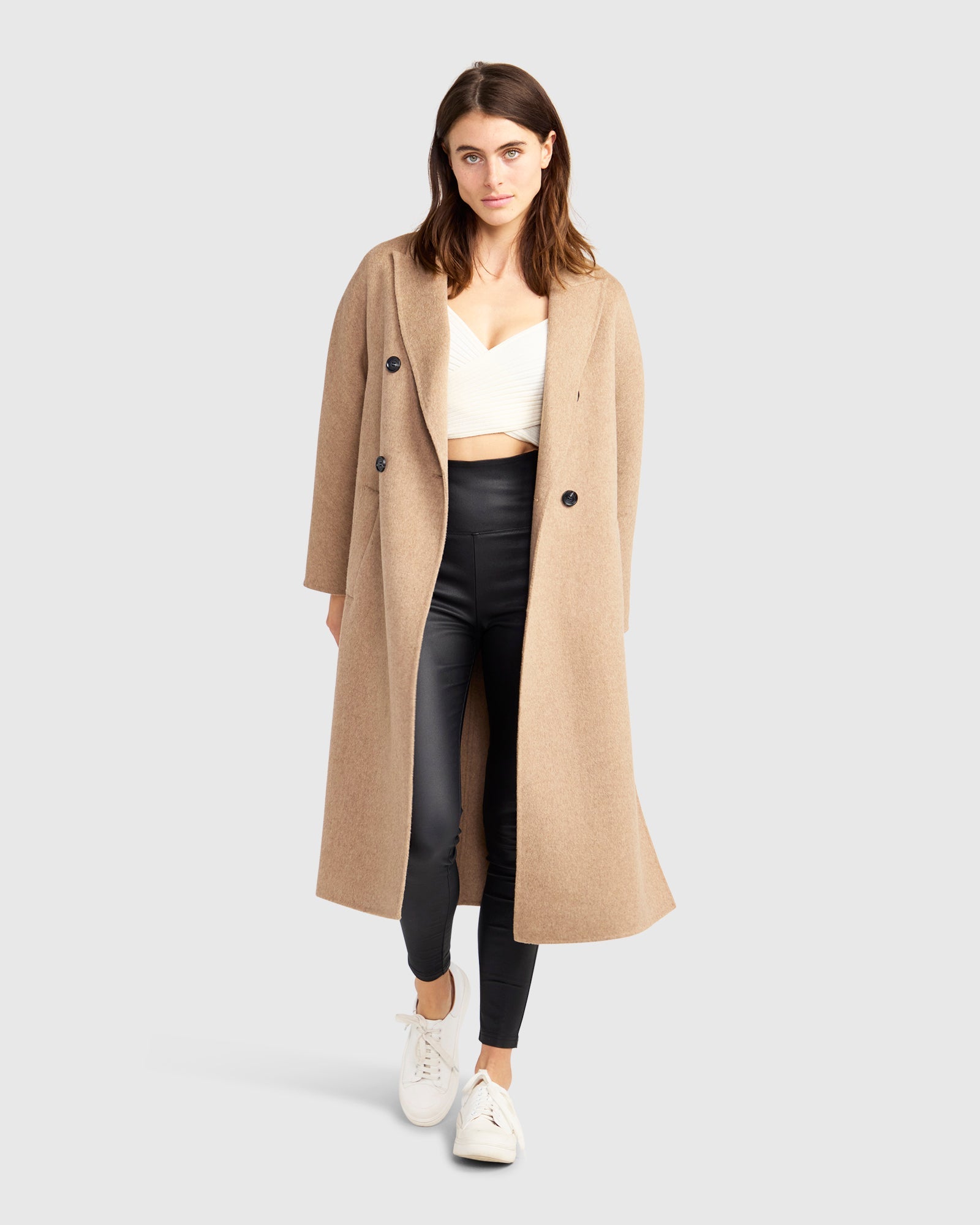 Women | Guestlist Wool Blend Oversized Double Breasted Coat | Oat