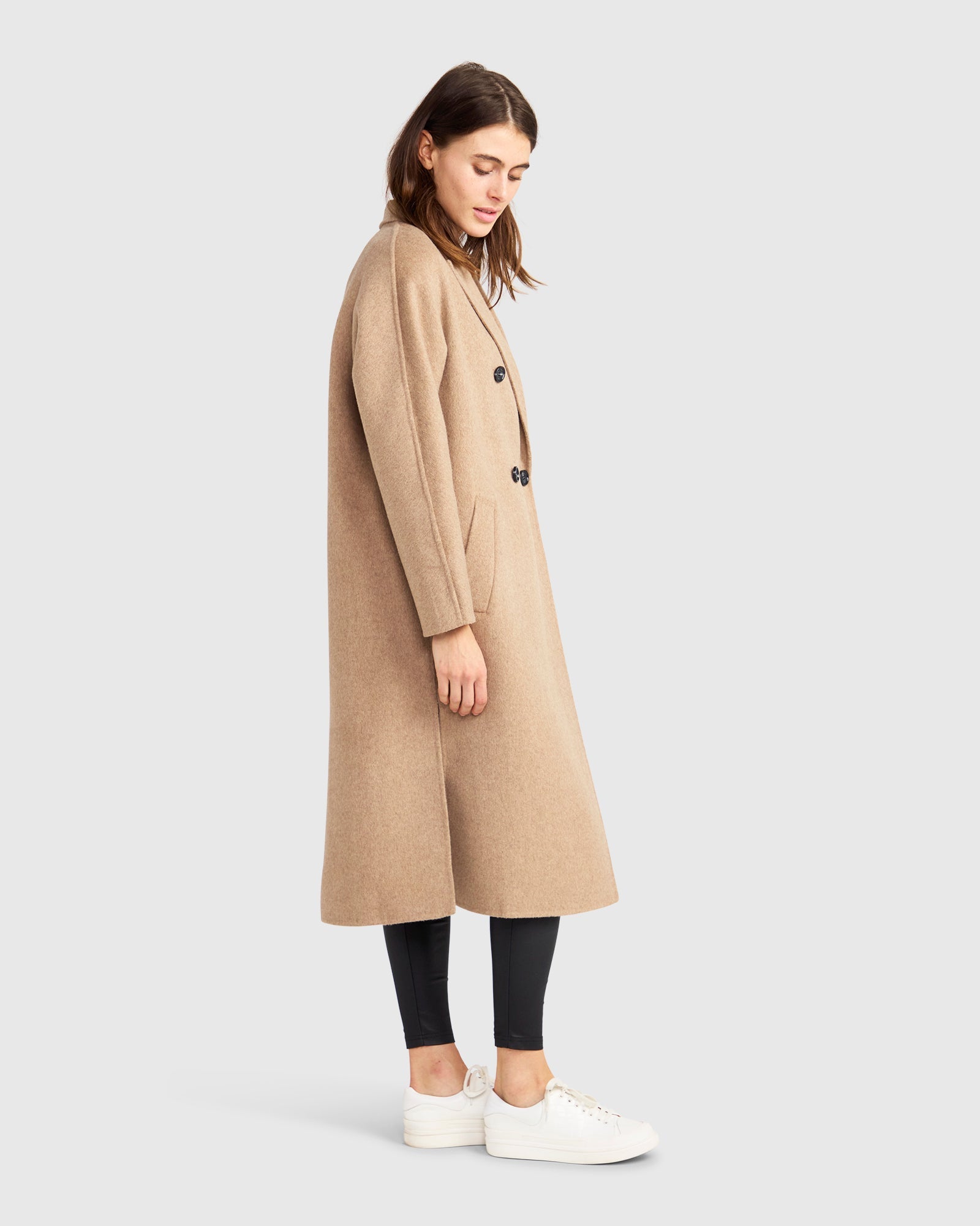 Women | Guestlist Wool Blend Oversized Double Breasted Coat | Oat
