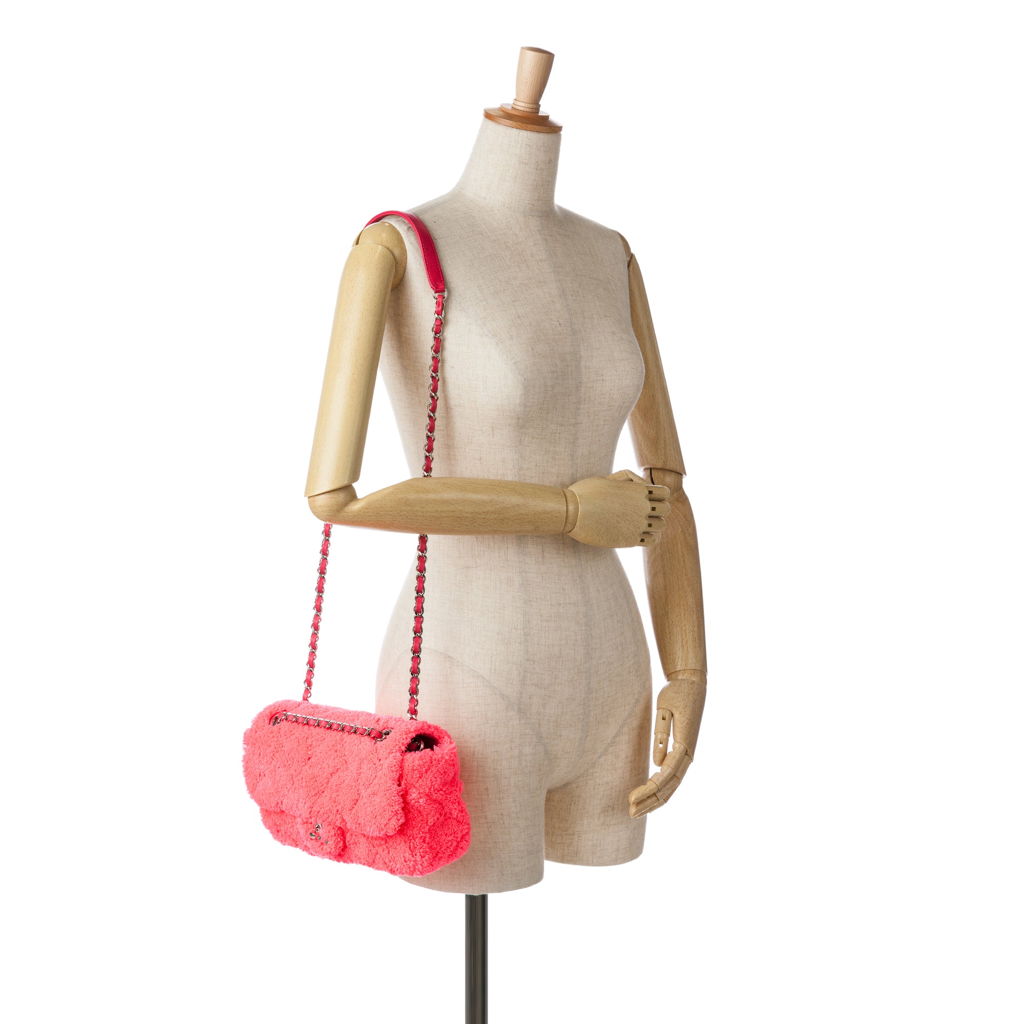 Chanel | Pre-Owned Medium Quilted Terry Cloth Coco Beach Flap | Pink/Hot Pink