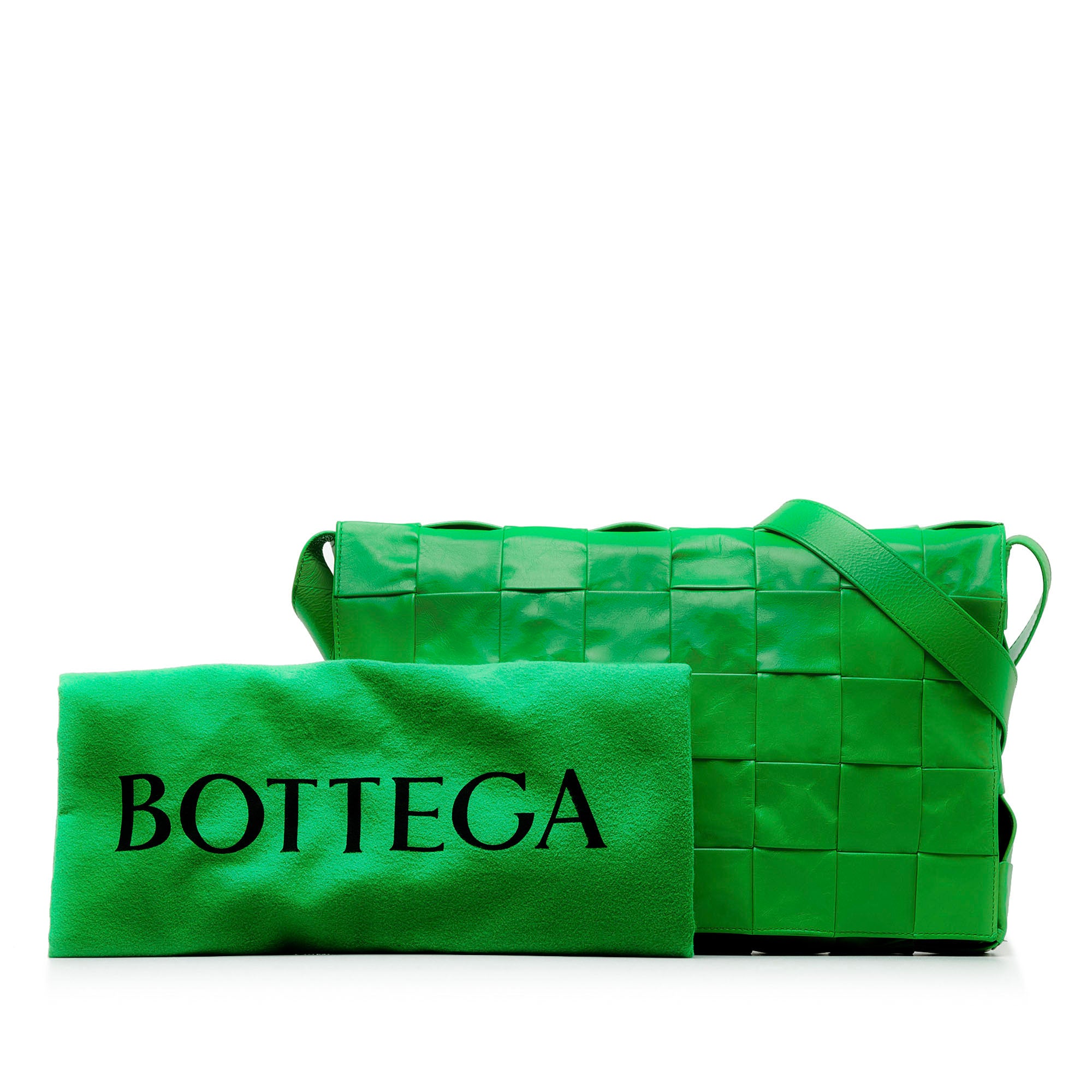 Bottega Veneta | Pre-Owned Maxi Paper Calfskin Intrecciato Cassette Crossbody | Green