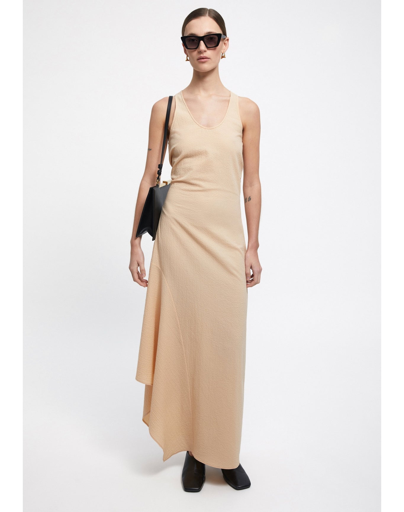 Gale | Scoop Neck Gathered Dress | Parchment