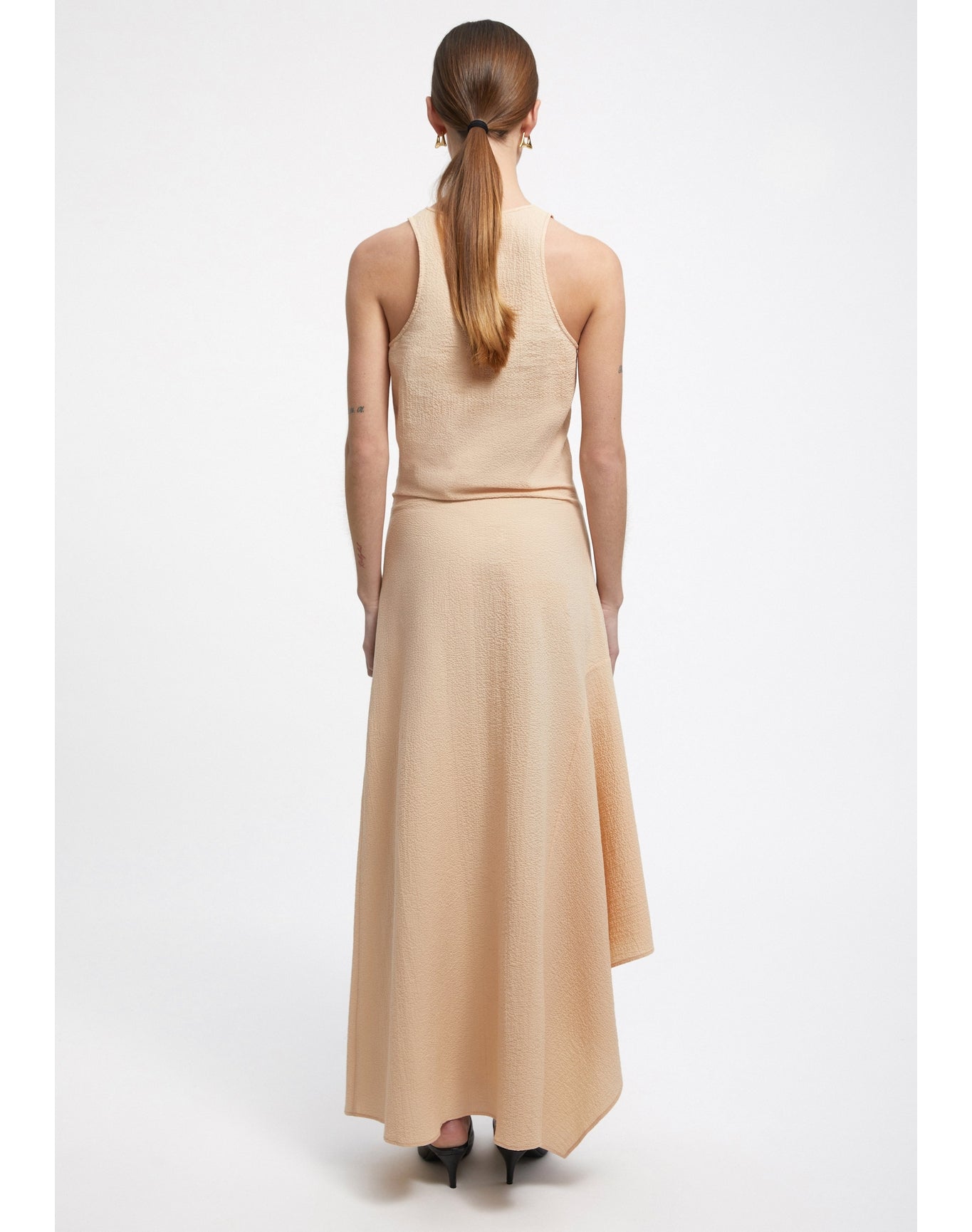Gale | Scoop Neck Gathered Dress | Parchment