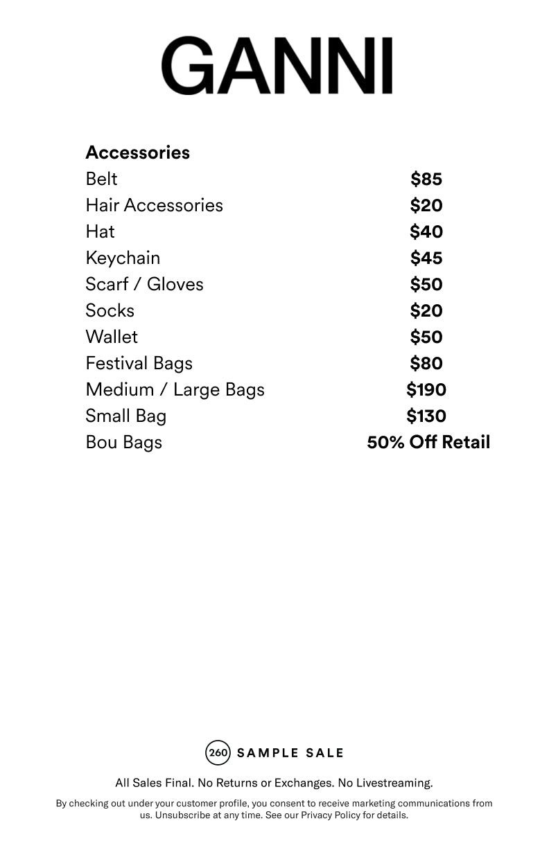 Price table