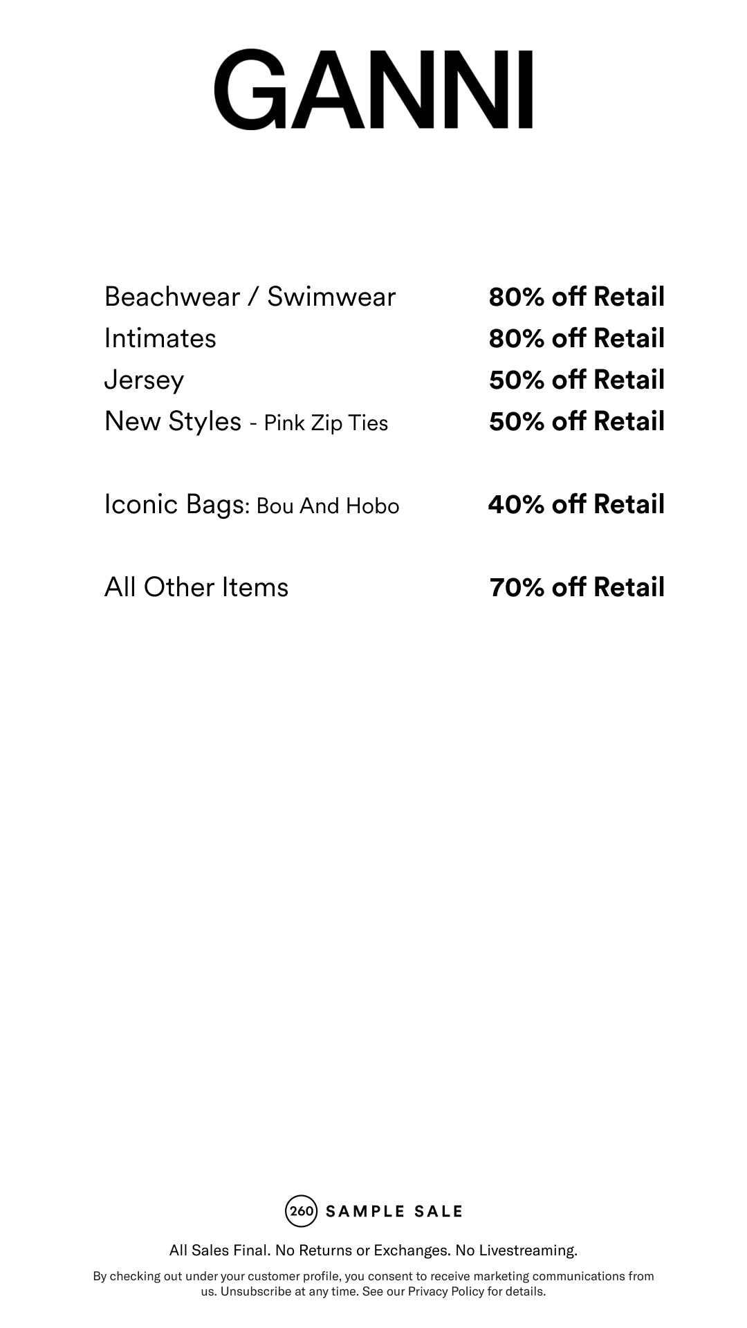 Price table