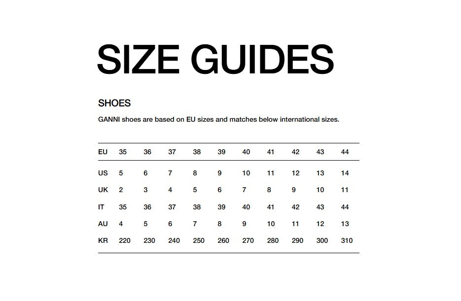 Product size guide