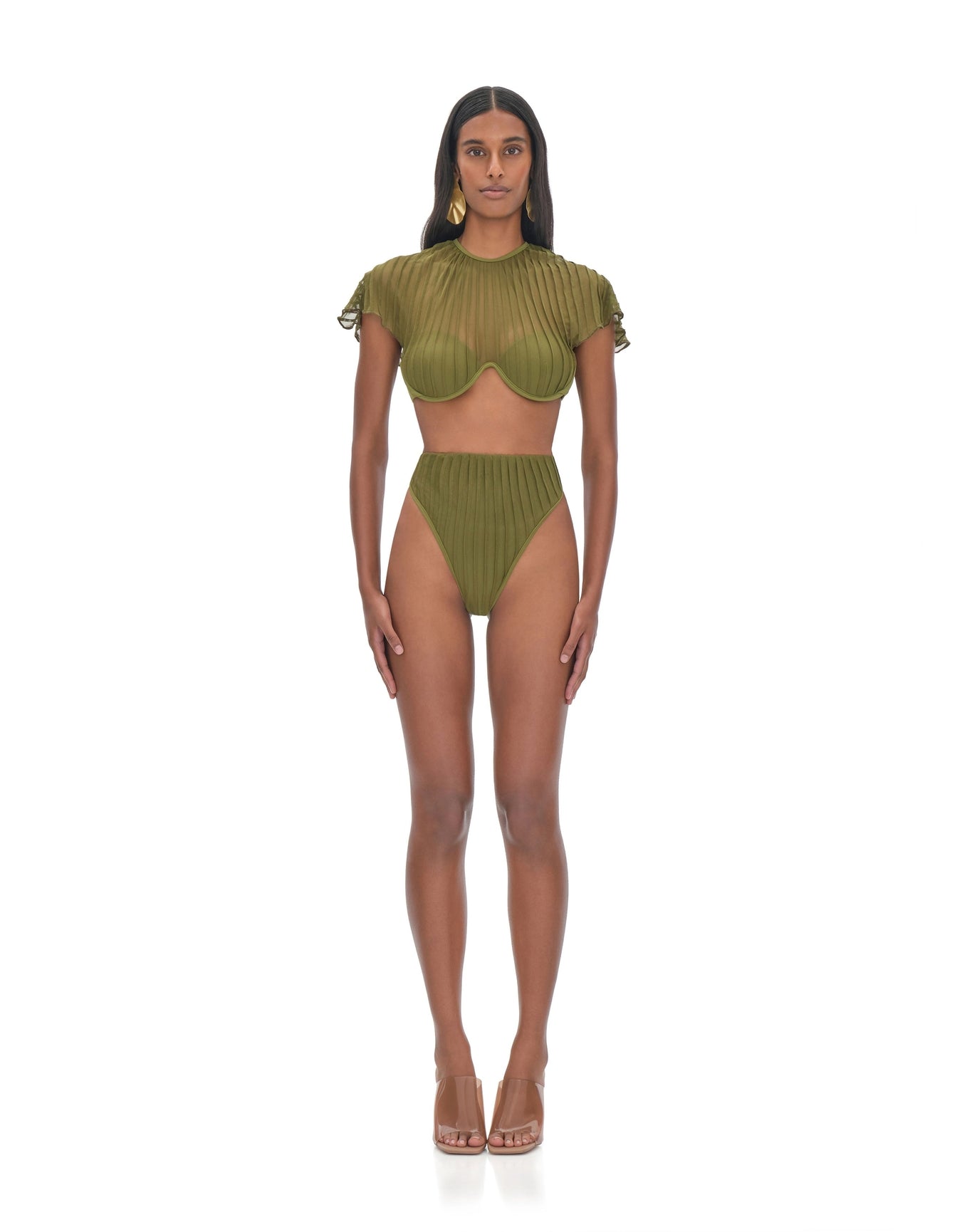 Gara High Rise Bikini Bottom | Green