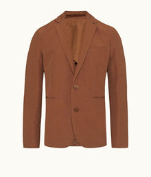 Garret Tailored Fit, Italian Made, Two-Button Unstructured Blazer | Cinnamon Coffee