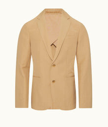 Garret Tailored Fit Unstructured Two-Button Linen & Cotton Blazer | Biscuit