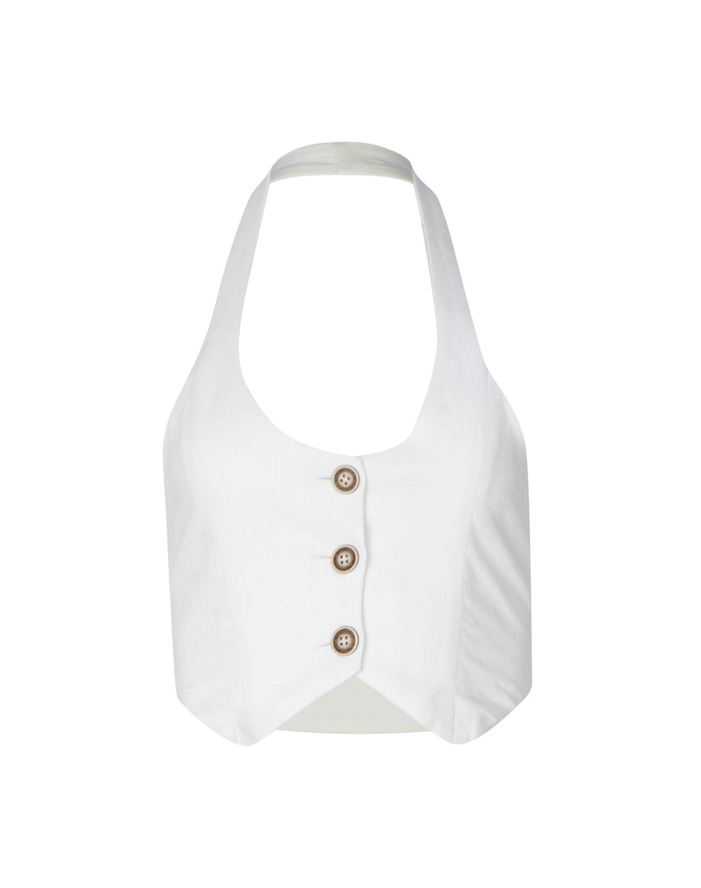 Georgia Off-White Linen Vest | White