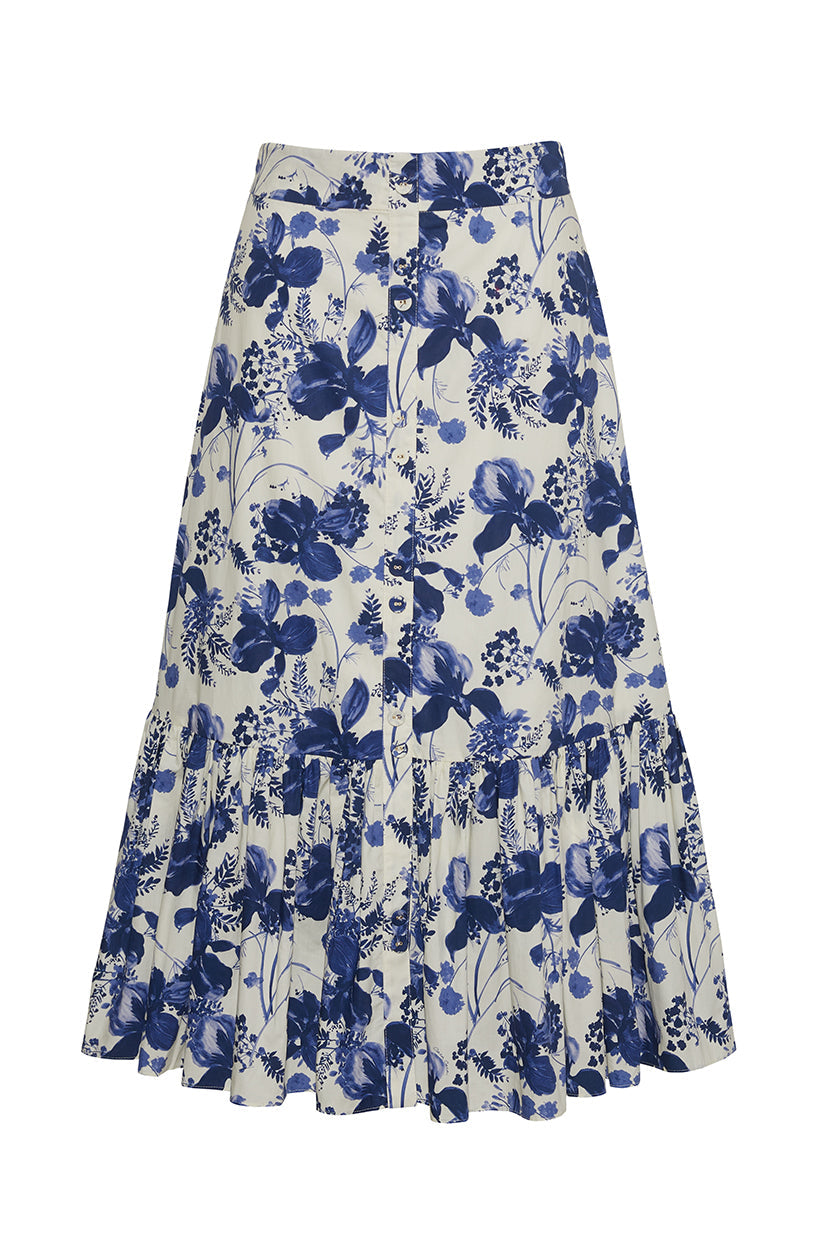 Georgica Skirt | Evening Blue Hanging Orchids