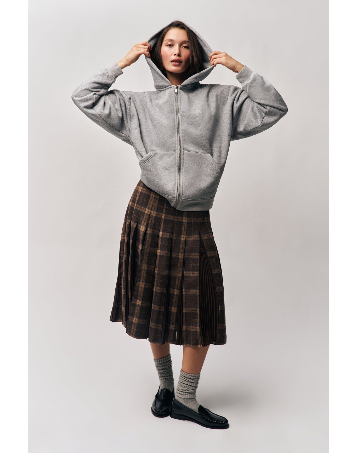 Gibson Chiffon Pleated Skirt | Tartan Multi