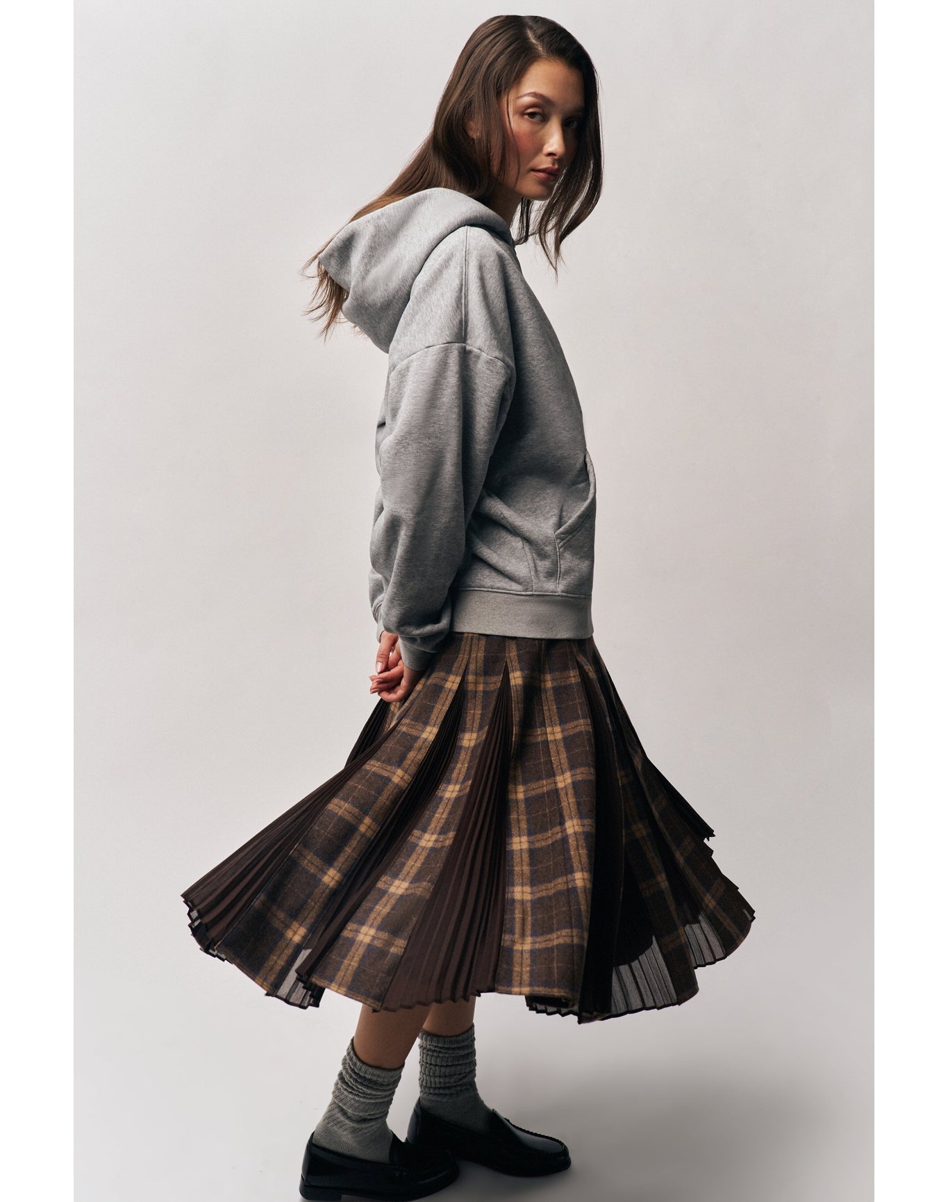 Gibson Chiffon Pleated Skirt | Tartan Multi