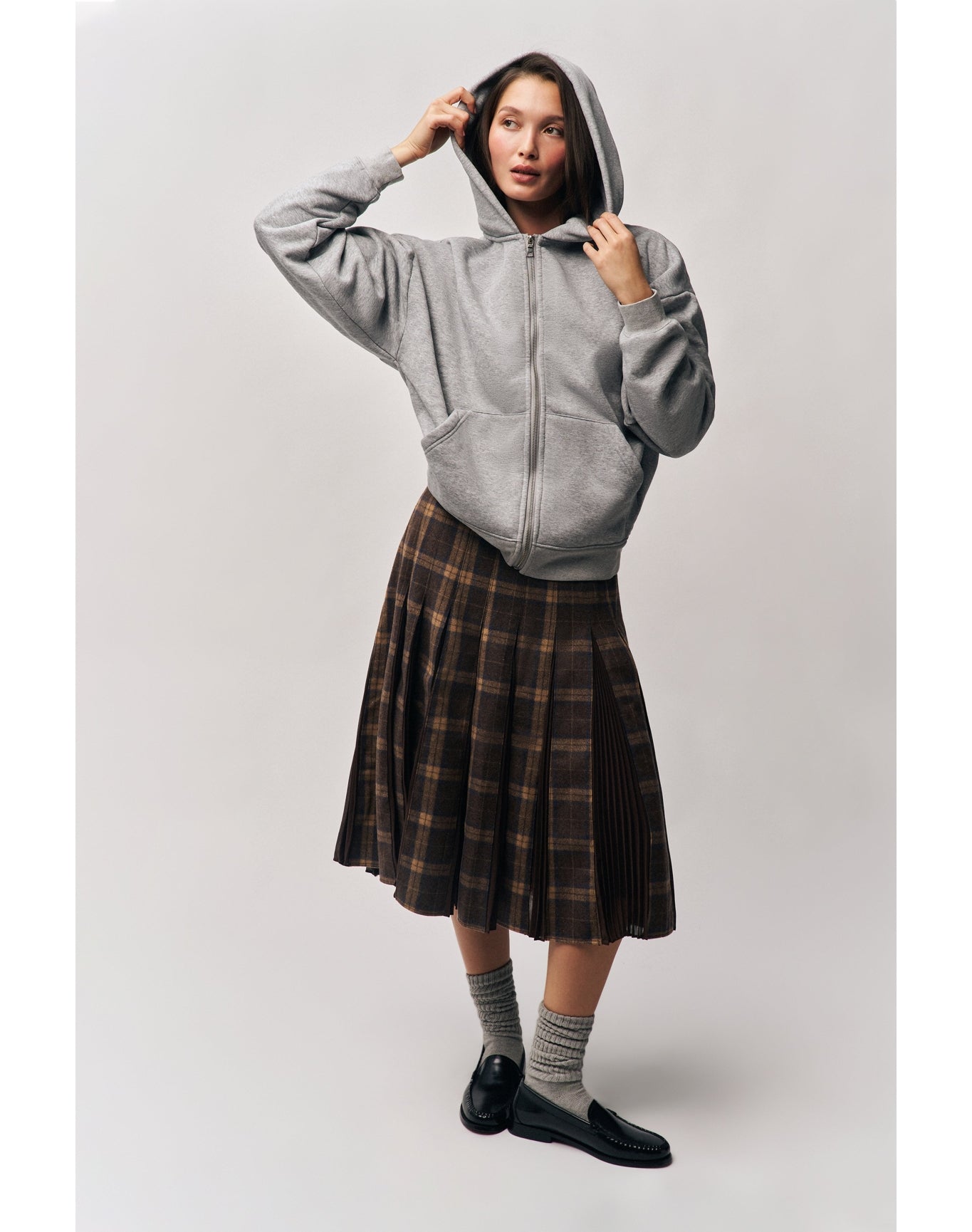 Gibson Chiffon Pleated Skirt | Tartan Multi